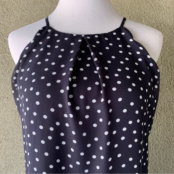 🔥5/$20🔥 “Fortune + Ivy” Navy Polka Dot Mini-Dress size M - Picture 8 of 12